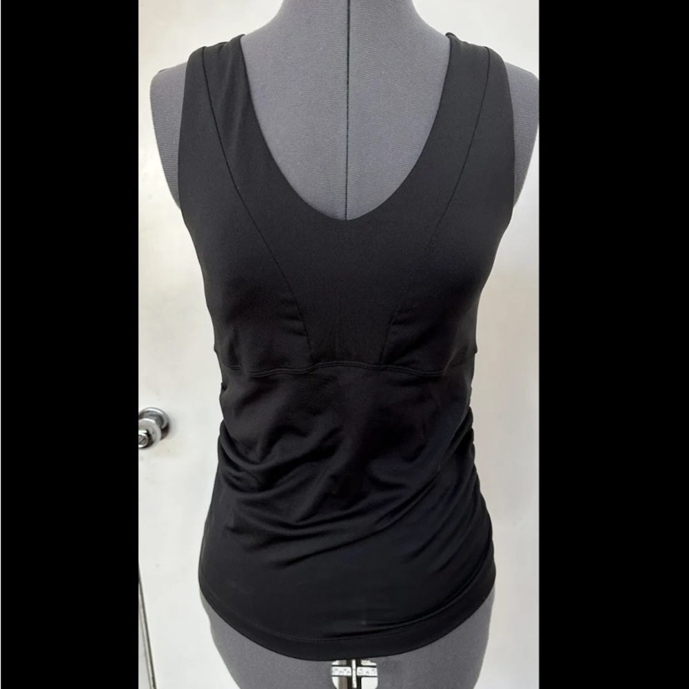 CLASSIC ATHLETA BLACK TANK TOP COMPRESSION BUILT IN SUPPORT SPORT BRA RUCHED 34D